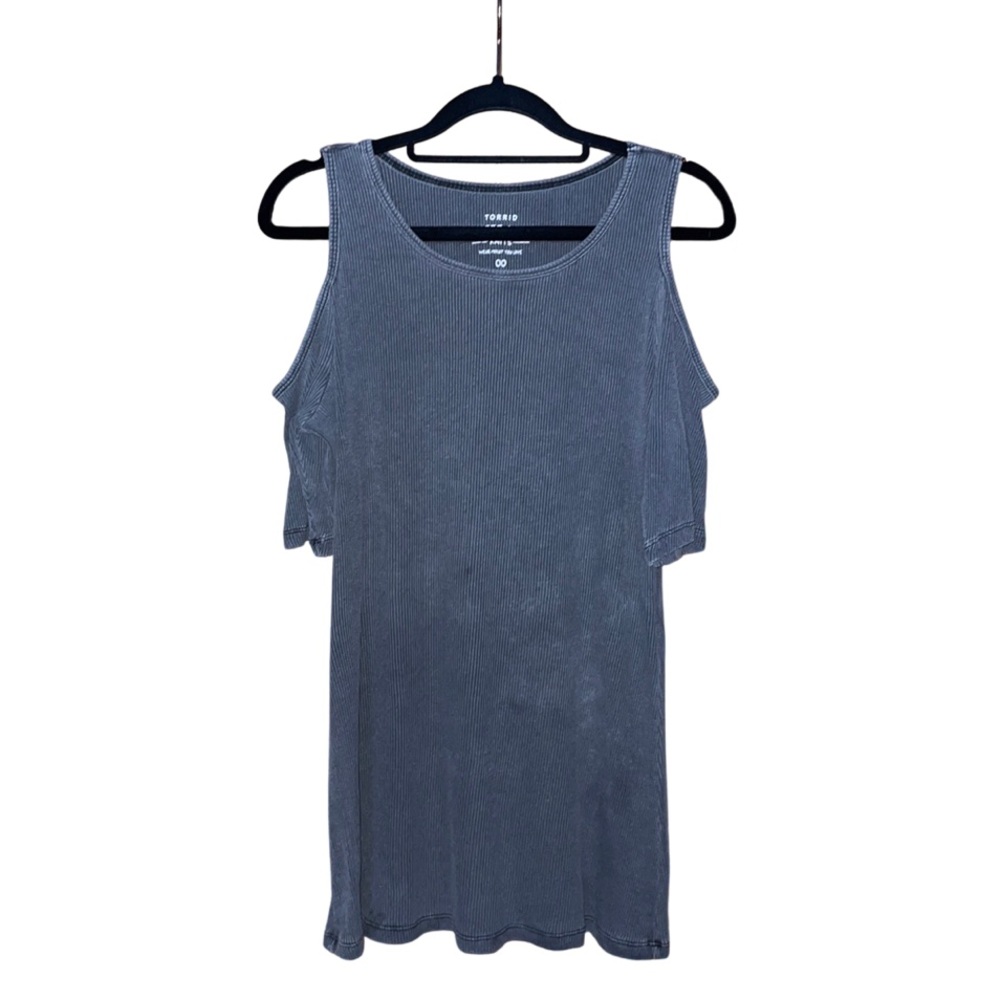 Torrid Ribbed Cold Shoulder Top - Grey - Size M/L - Picture 1 of 11